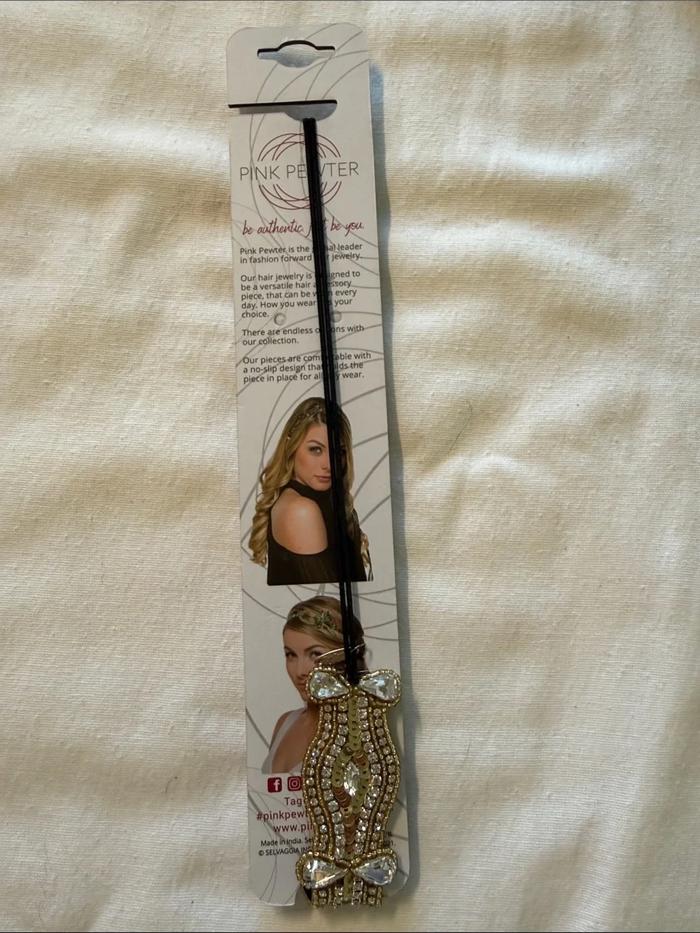 Gold Beaded Crystal Embellished Headband